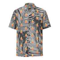 Gray Palm Leaf Aim Games Icon Unisex button shirt