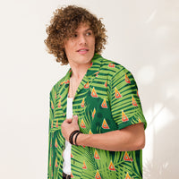 Green palm leaf Aim Games Icon Unisex button shirt